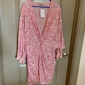 Asos Curve baby pink sequins dress. Size 16